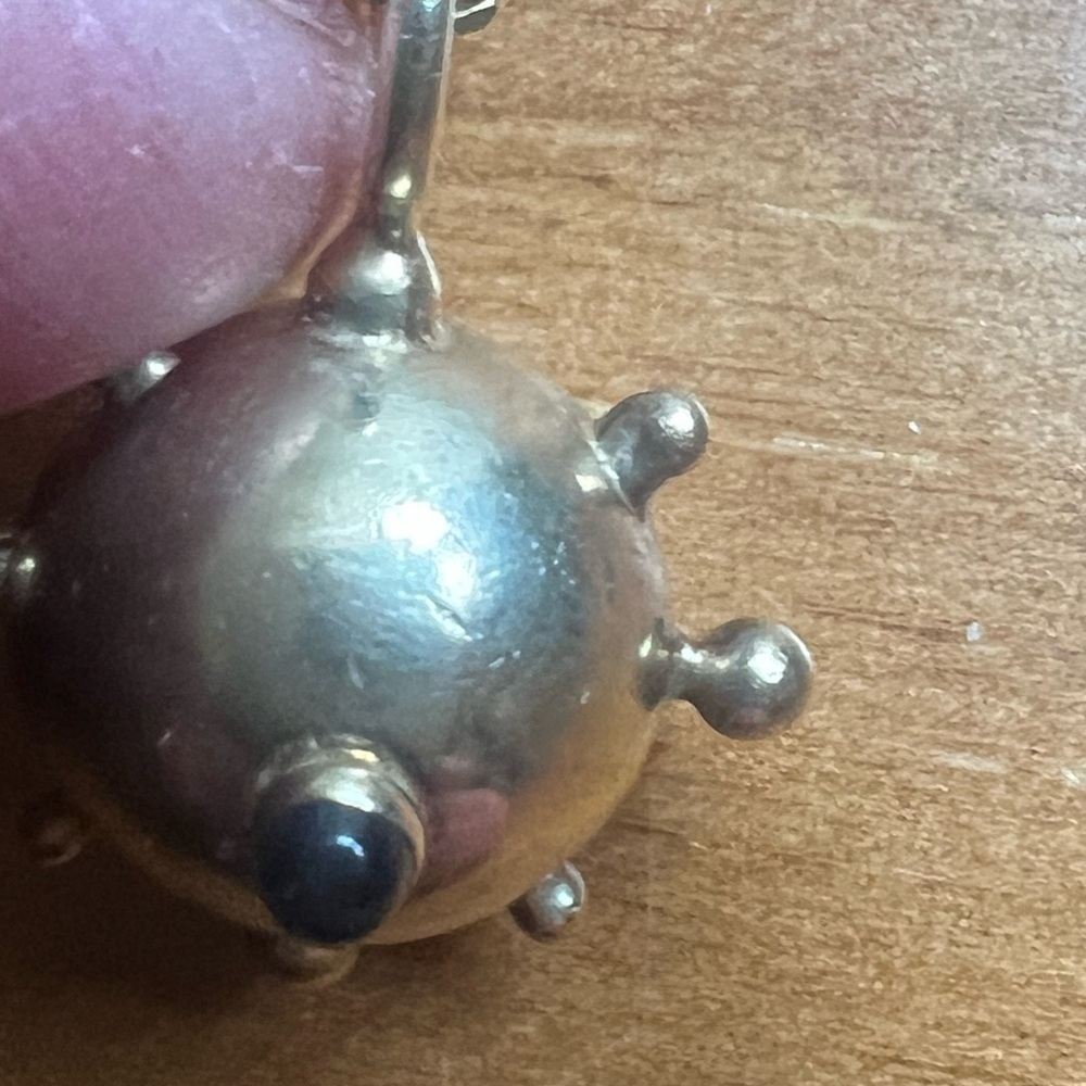 Vintage 1960s Gold-Plated Sterling Silver Sputnik Iolite Pendant HEAVY! 19.8 g - Picture 7 of 15
